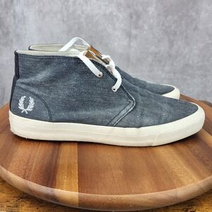 Fred Perry Sneakers Mens‎ 8 Blue Canvas Ankle Hi Top Boots Shoes B5212-608